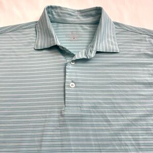 Southern Tide Performance Polo Pale Blue Striped Recycled Polyester Men’s Medium